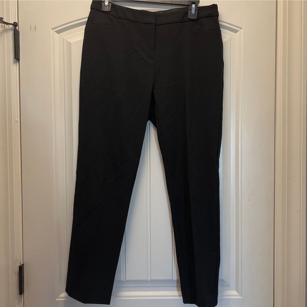 Alfani Women’s Flat Front Straight‎ Leg Stretch Trousers Pants Size 8 PS Black